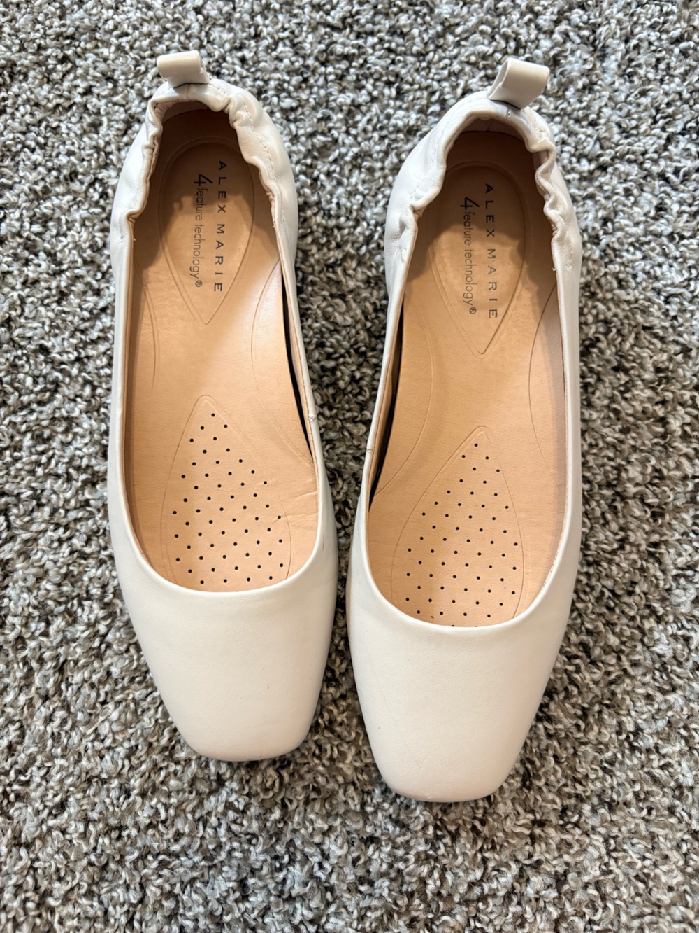Alex Marie Cream Square-Toe Ballet Flats
